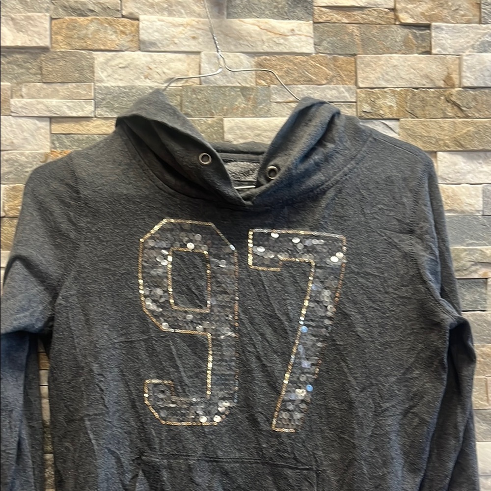 Gray Hoodie with Sequin Number 97